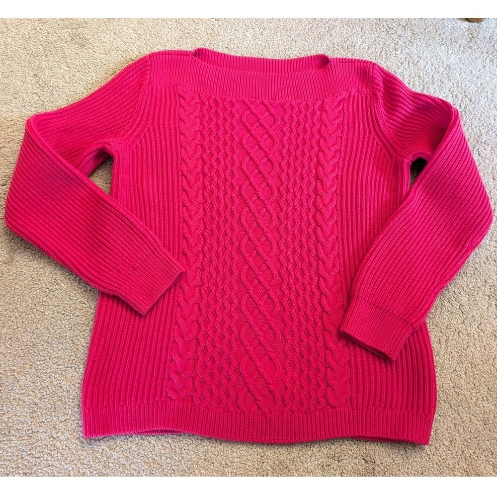 Tommy Hilfiger Pink Cable Knit Boat Neck Sweater J42S0623